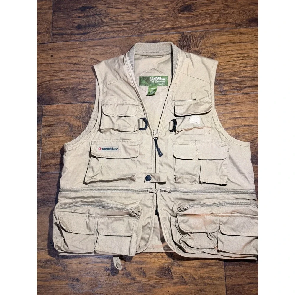 Vintage GANDER‎ MOUNTAIN Fly Fishing Hunting Vest 2 Zipper Pockets Outdoors